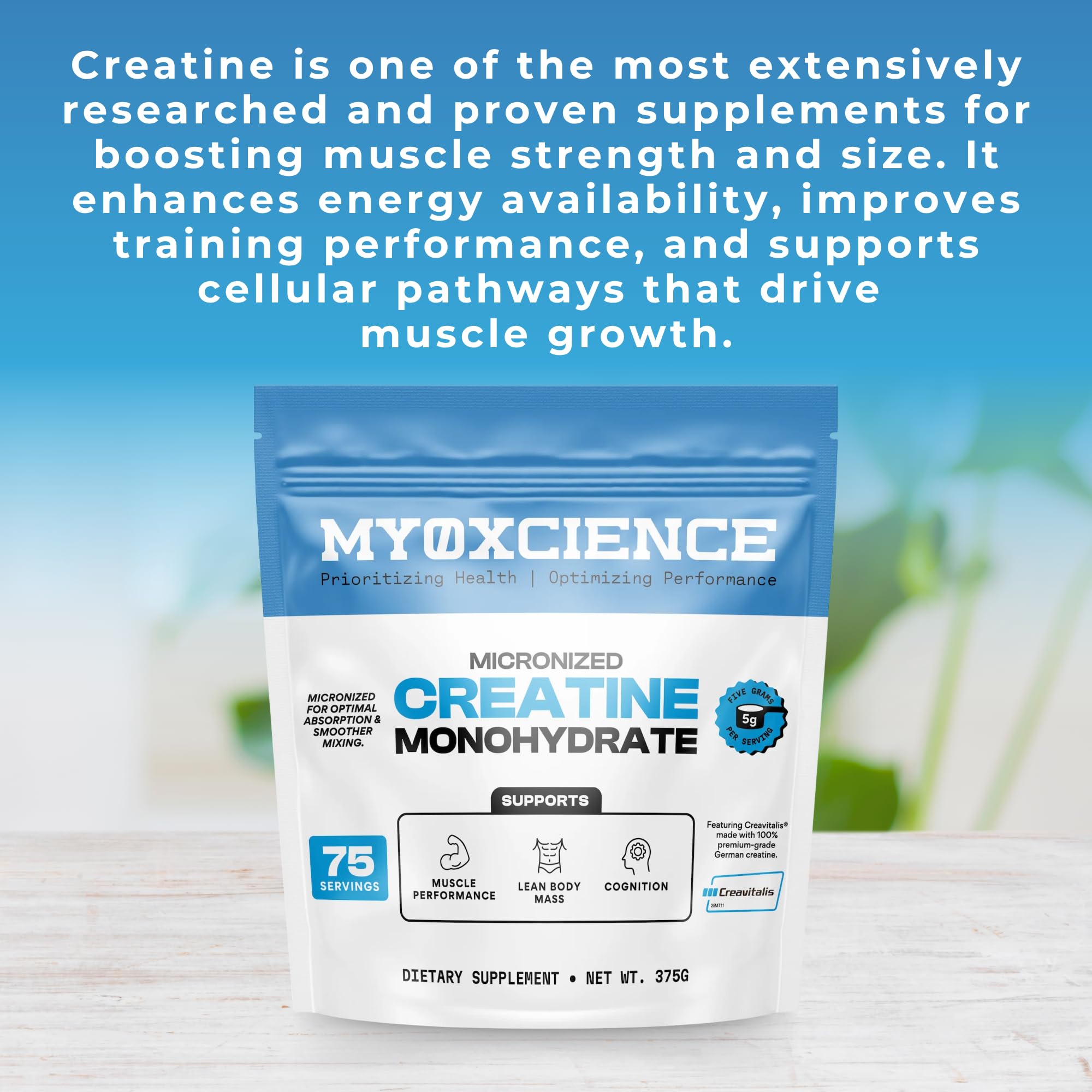 MYOXCIENCE Creavitalis Creatine – certifications qualité et pureté rassurantes.