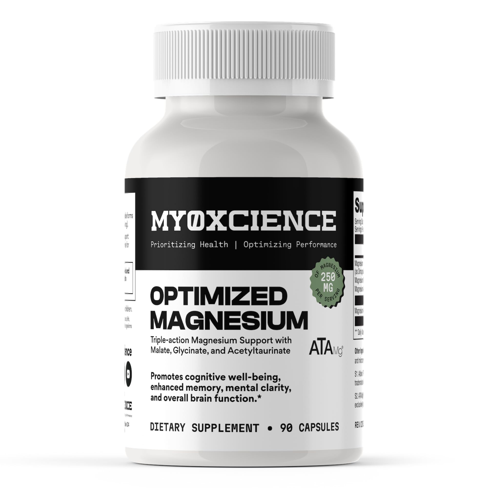 MYOXCIENCE Magnésium Glycinate Taurate bouteille — biodisponibilité élevée et soutien quotidien.
