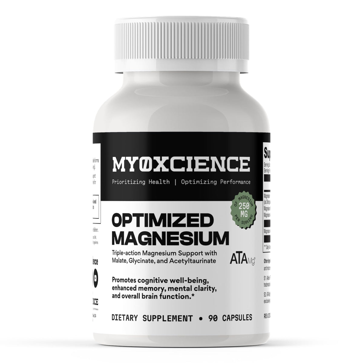 MYOXCIENCE Magnésium Glycinate Taurate bouteille — biodisponibilité élevée et soutien quotidien.