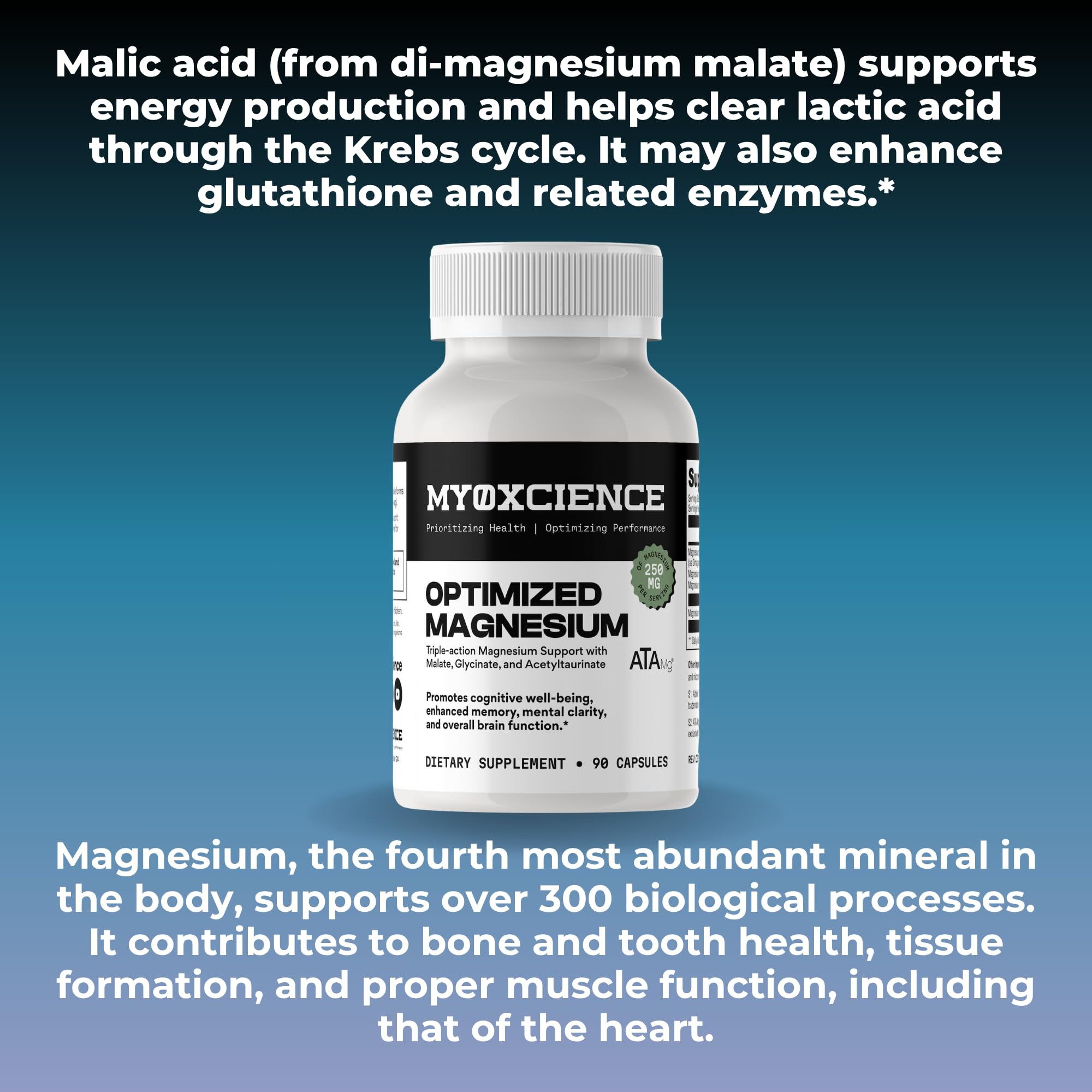 MYOXCIENCE Magnésium Glycinate Taurate emballage — transparence et qualité conformes cGMP.