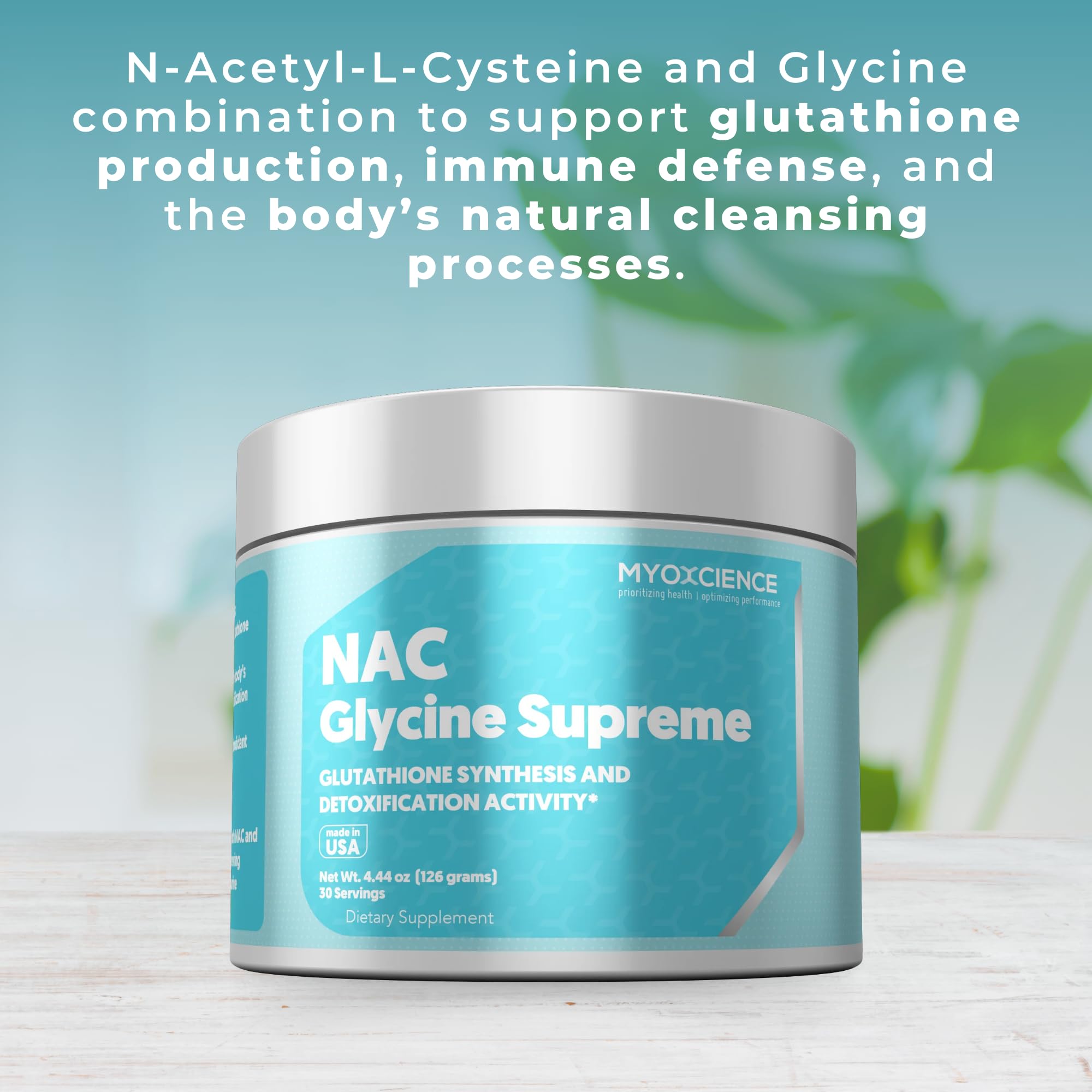 MYOXCIENCE NAC Glycine Supreme – versement dans l’eau, arôme pêche et ananas apprécié.