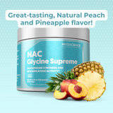 MYOXCIENCE NAC Glycine Supreme – ingrédients clés en gros plan, NAC et glycine pour le soutien cellulaire.