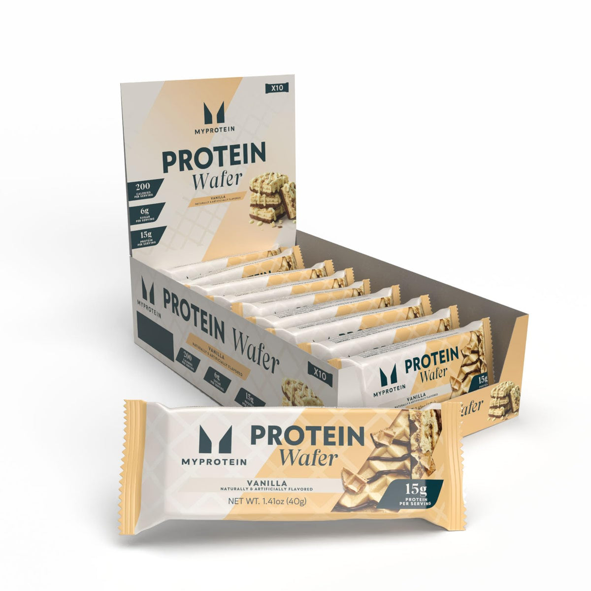 Barres croustillantes Myprotein vanille emballage, snack protéiné pratique pour vos entraînements.