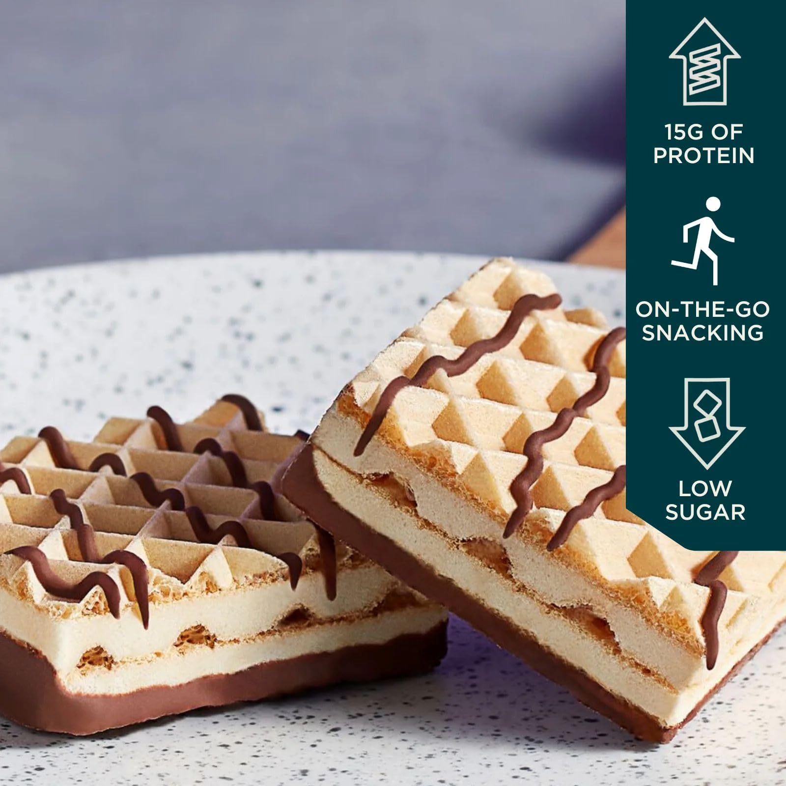 Barres vanille Myprotein texture croquante, plaisir protéiné à déguster sans culpabilité.