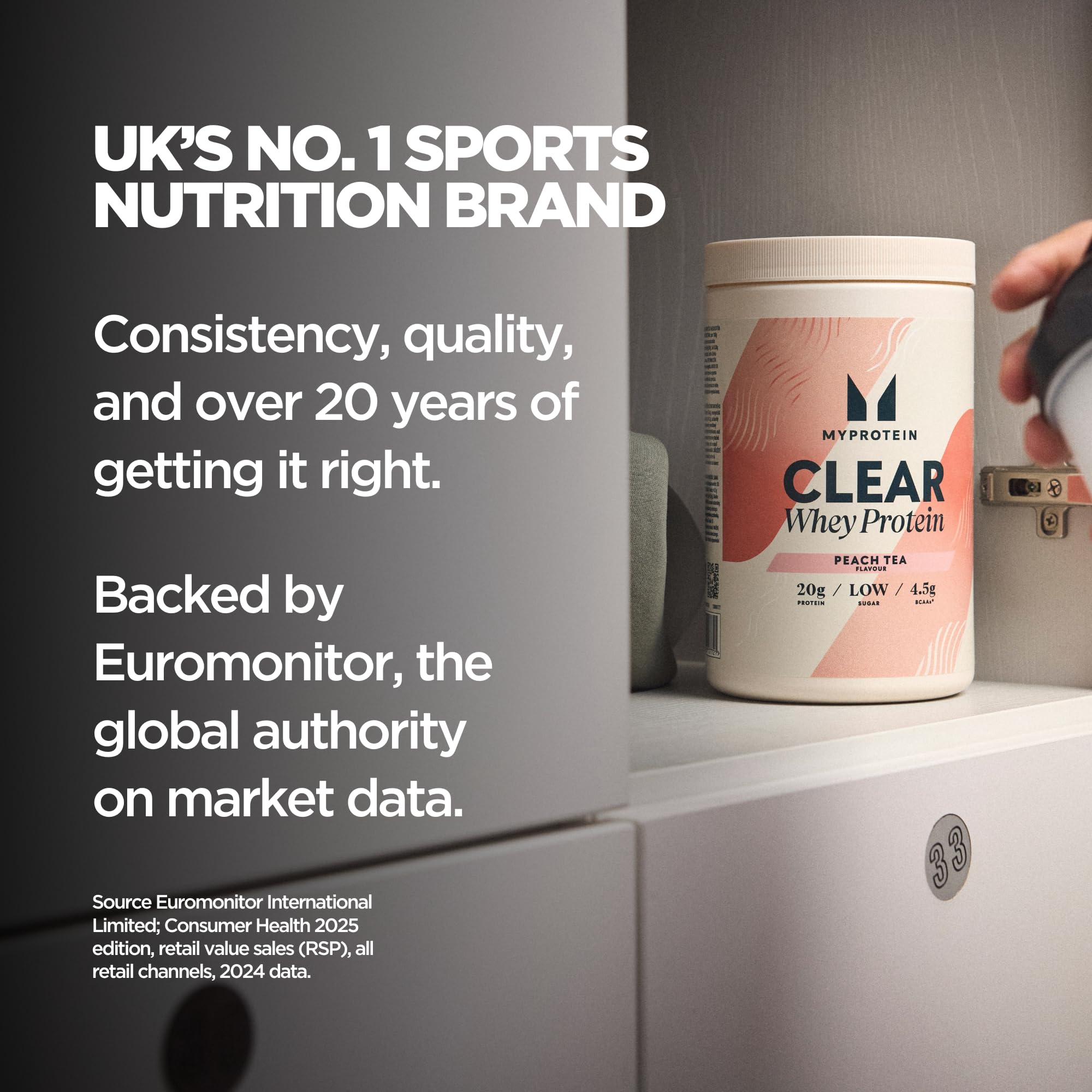Myprotein Clear Whey Isolate saveur fruitée: arôme naturel et choix polyvalent.