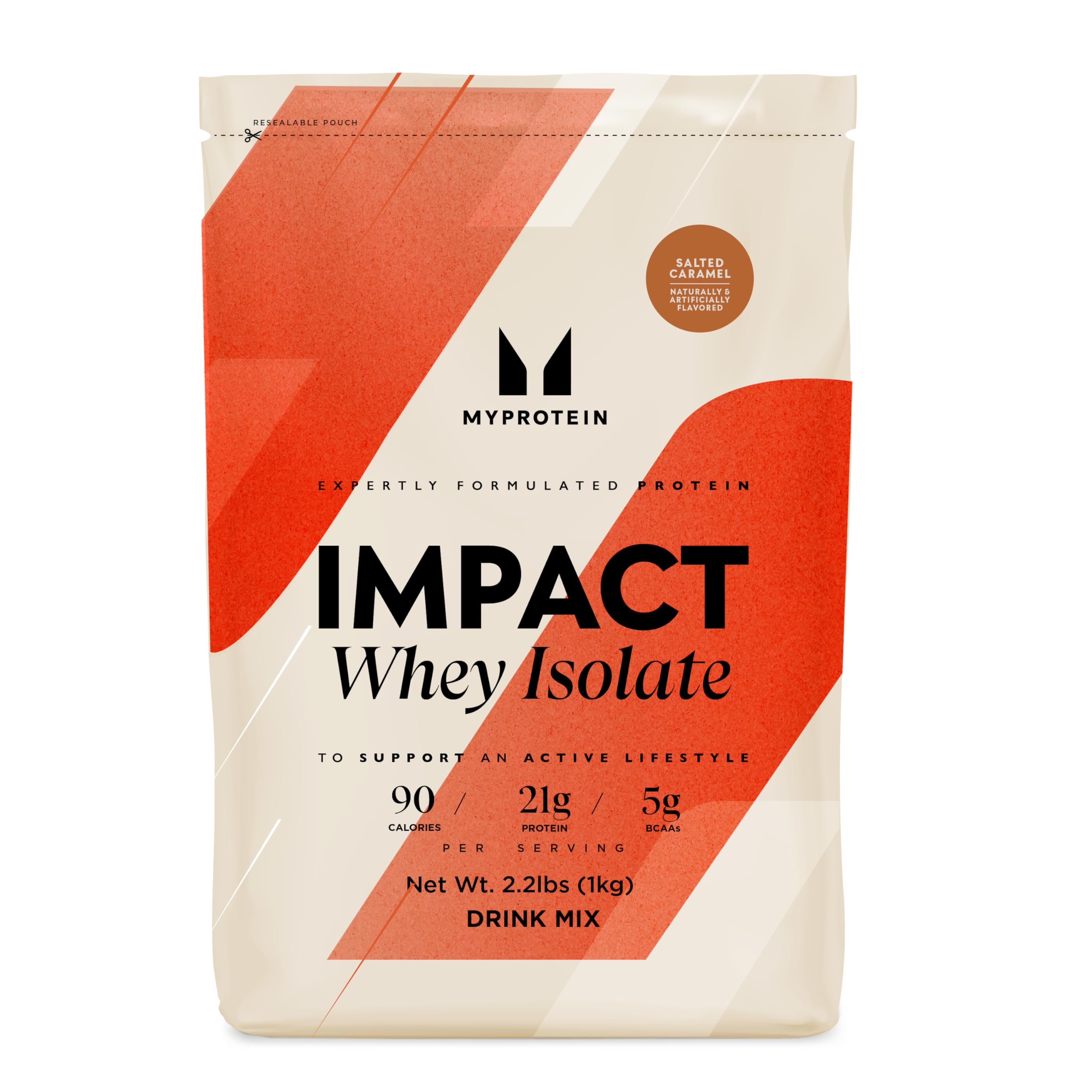 Myprotein Impact Whey Isolate caramel sale bouteille, saveur appréciée et source de protéines.