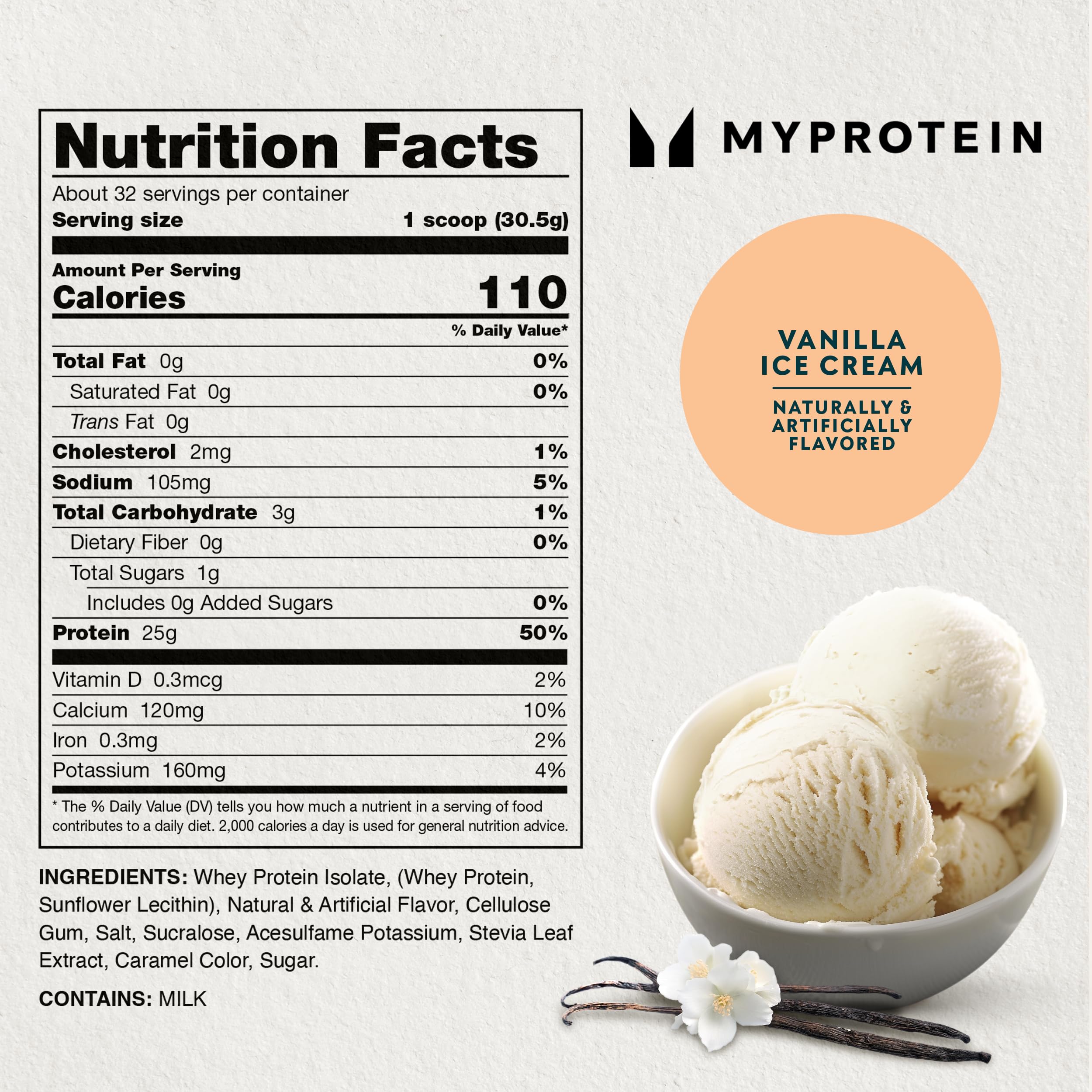 Emballage compact Myprotein Impact Whey Isolate, facile à transporter.