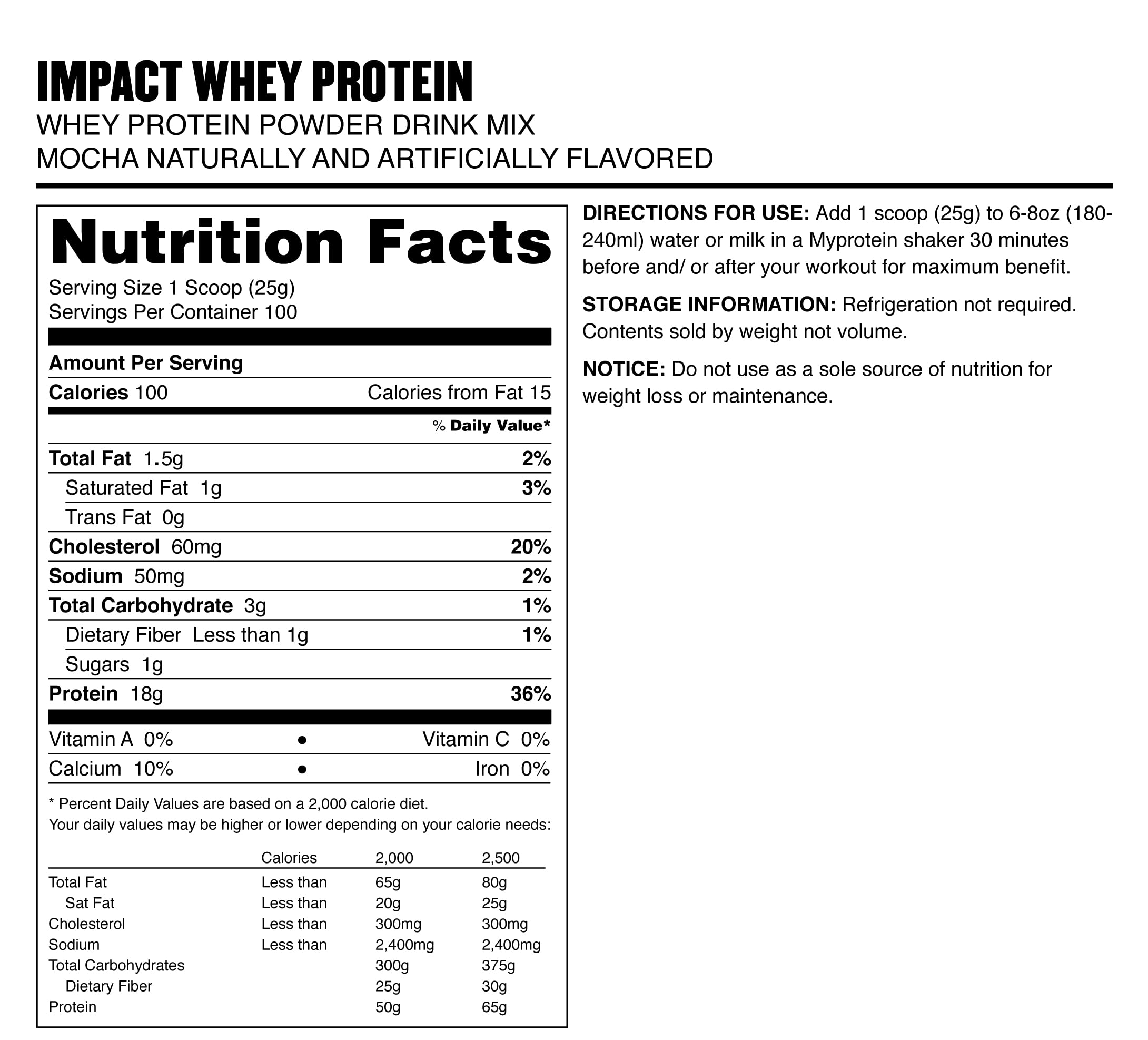 Myprotein Impact Whey Isolate Mocha – prêt à l’emploi avant et après l’entraînement.