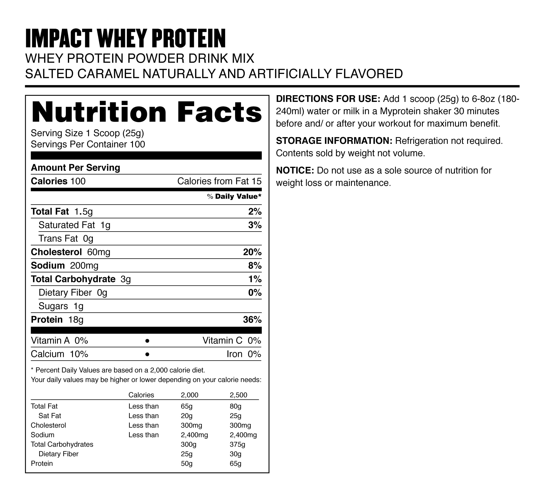 Myprotein Impact Whey Poudre caramel sel sans gluten selon les préférences diététiques