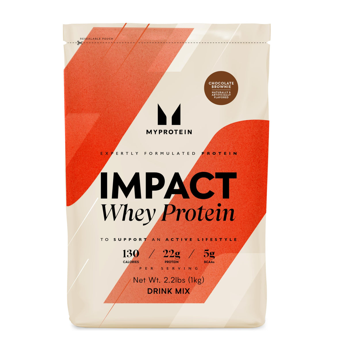 Myprotein Impact Whey, poudre brownie chocolat pour un shake protéiné après l’entraînement.