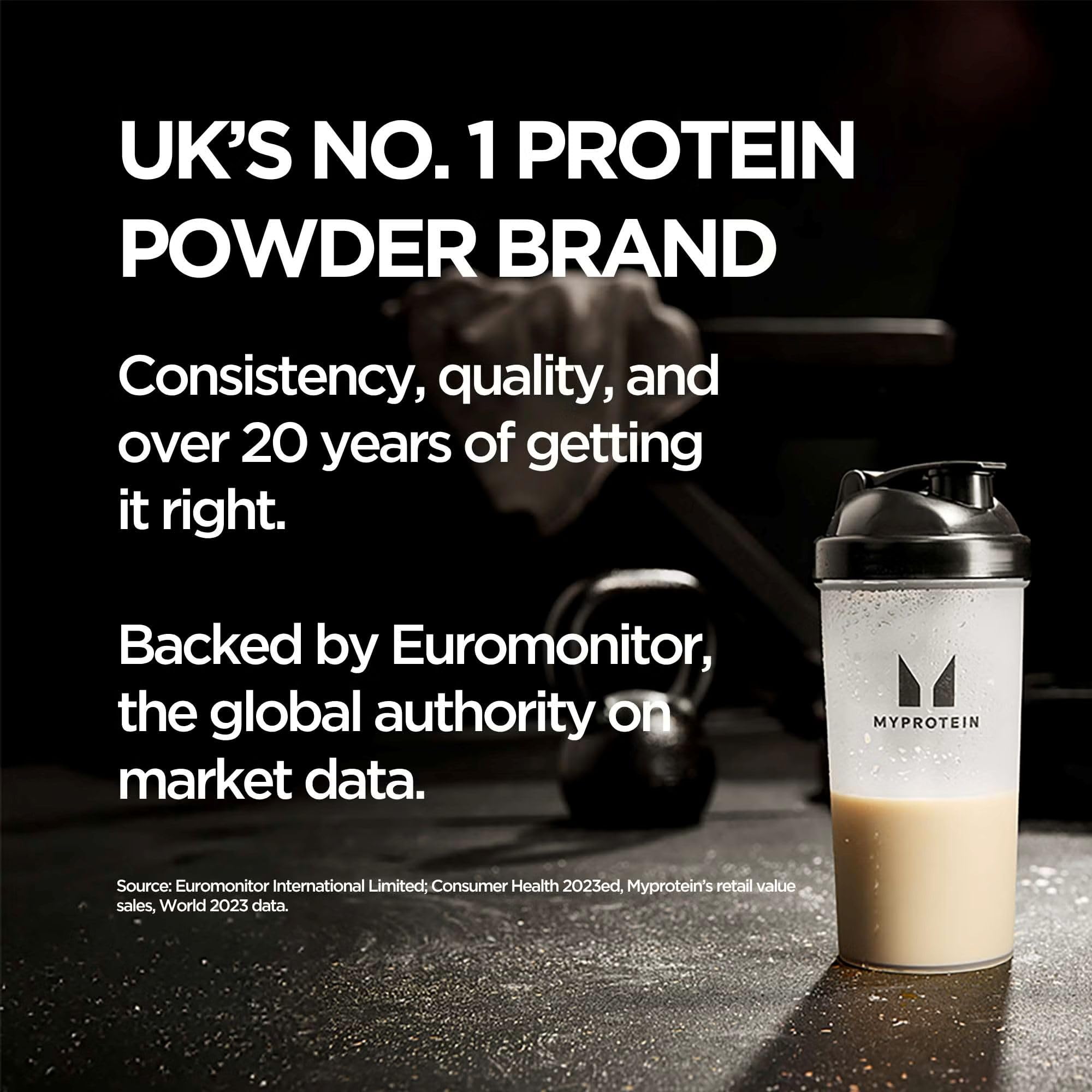 Myprotein Impact Whey Protéine en poudre, montage musculaire net et récupération ciblée.