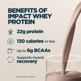 Myprotein Impact Whey Protéine en poudre, shaker inclus, mélange homogène après entraînement.