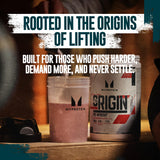 Myprotein Origin Pre-Workout Fraise poudre: texture fine favorise dissolution rapide.