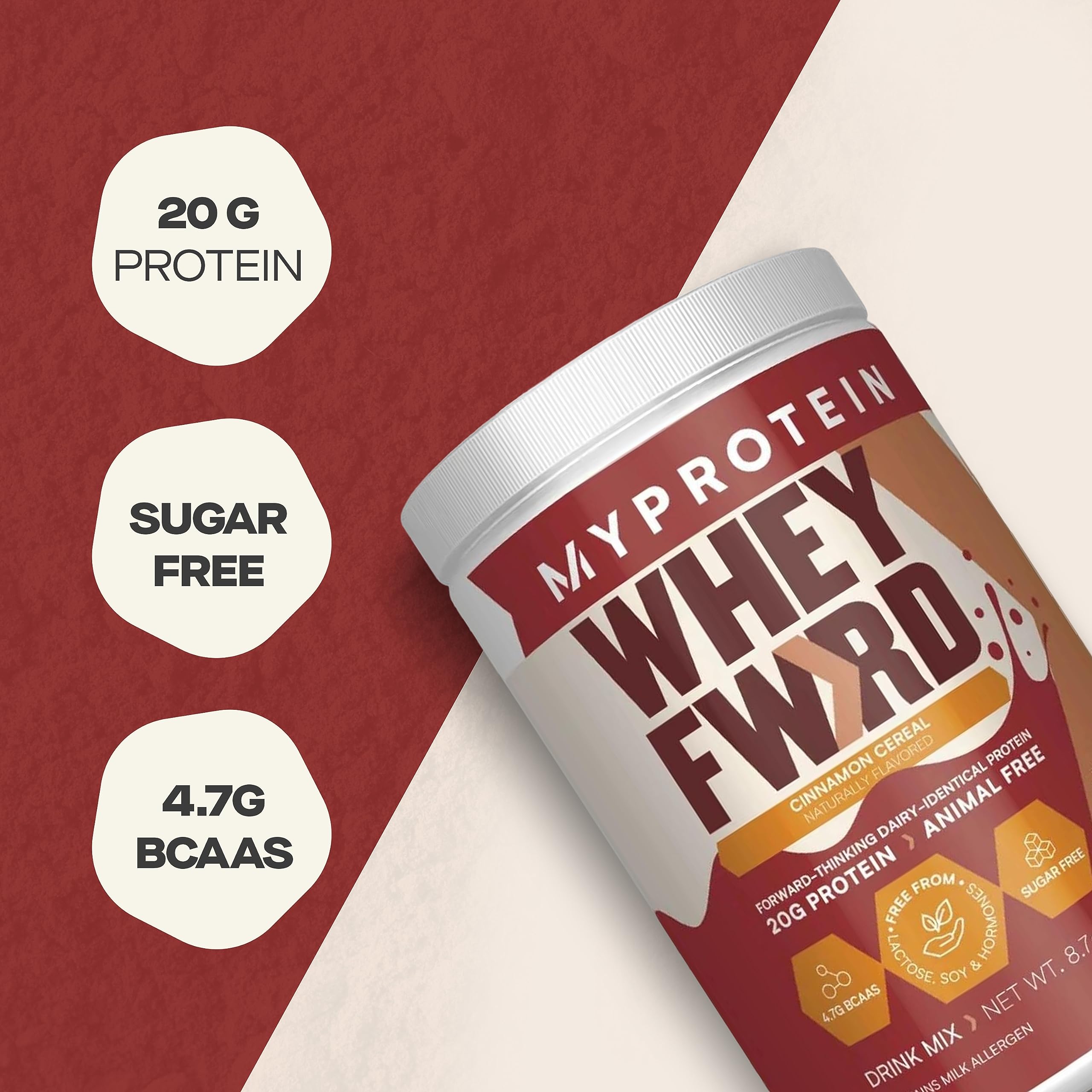 Protéine en poudre Whey Forward doseur, portion idéale pour l'apport quotidien