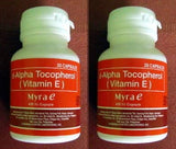 Myra E tocophérol 400 capsules – deux bouteilles pour un éclat durable de la peau et soutien des yeux.