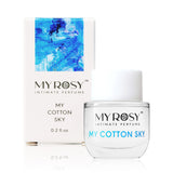 Myrosy Coton Ciel, flacon doré élégant, parfum délicat et discret.