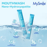Rince-bouche MySmile à la fraîcheur menthe, haleine durable après chaque rinçage.