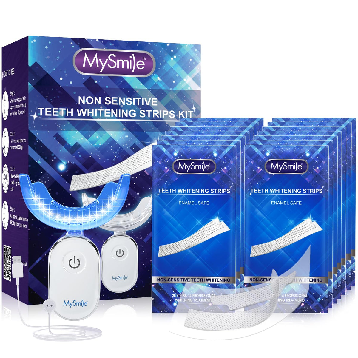 MySmile kit blanchiment dentaire 28 LED: éclaircissement pratique à domicile.