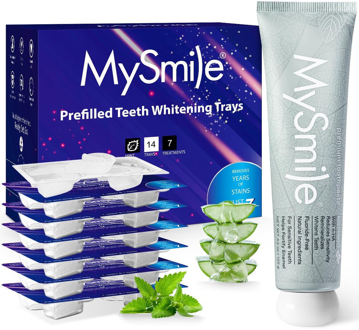 MySmile plateaux blanchiment préremplis, utilisation pratique et rapide.