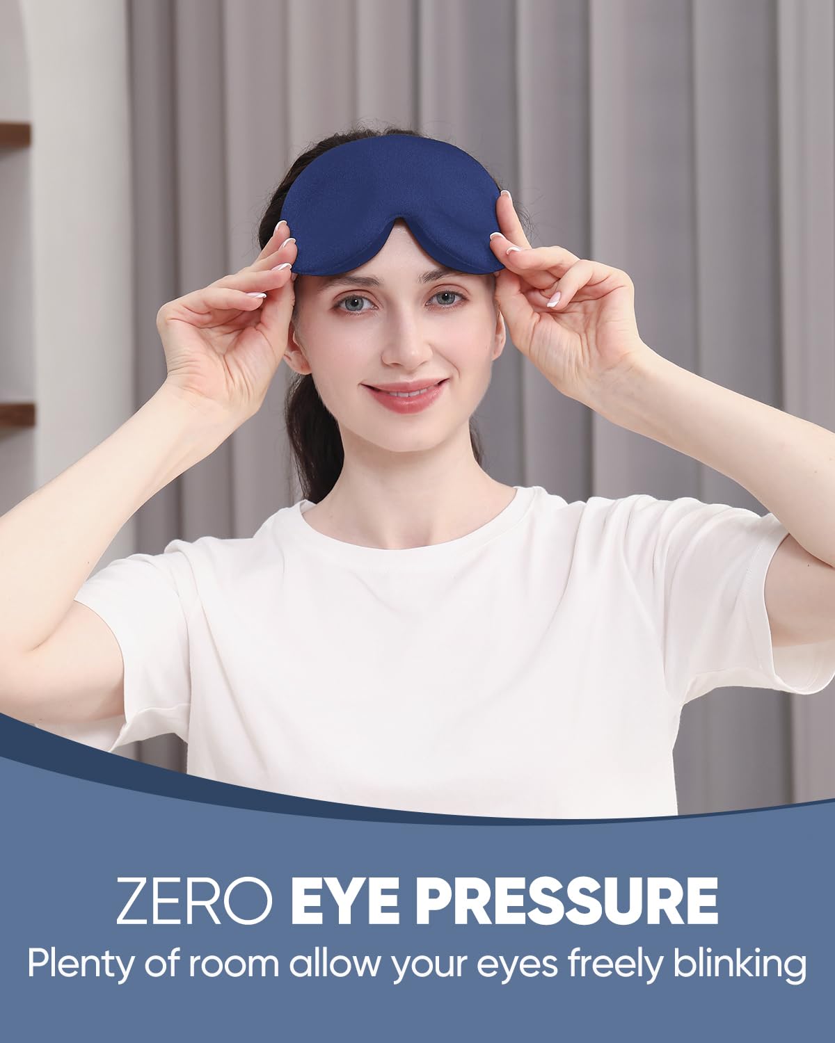 Masque MZOO confortable pour dormeurs sur le côté, réduction de pression sur les tempes.