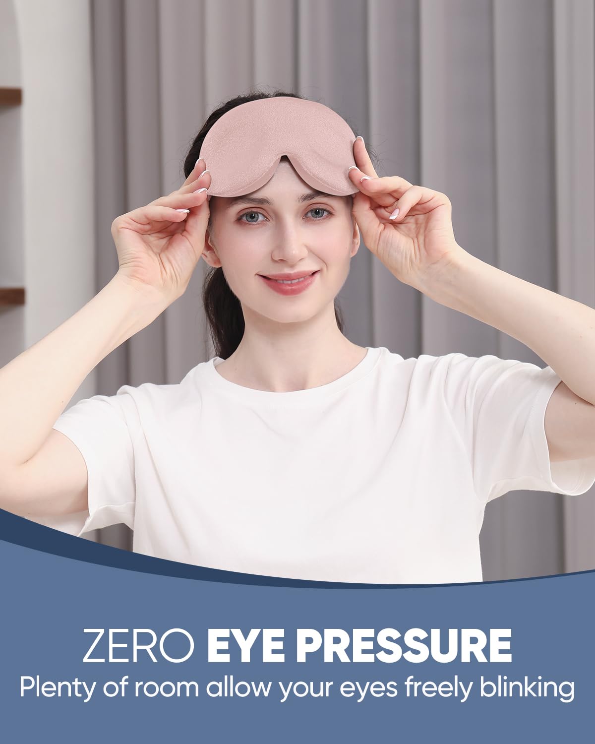 Mzoo masque yeux rose, coupe oculaire arc 13 mm, espace confortable et clignement naturel.