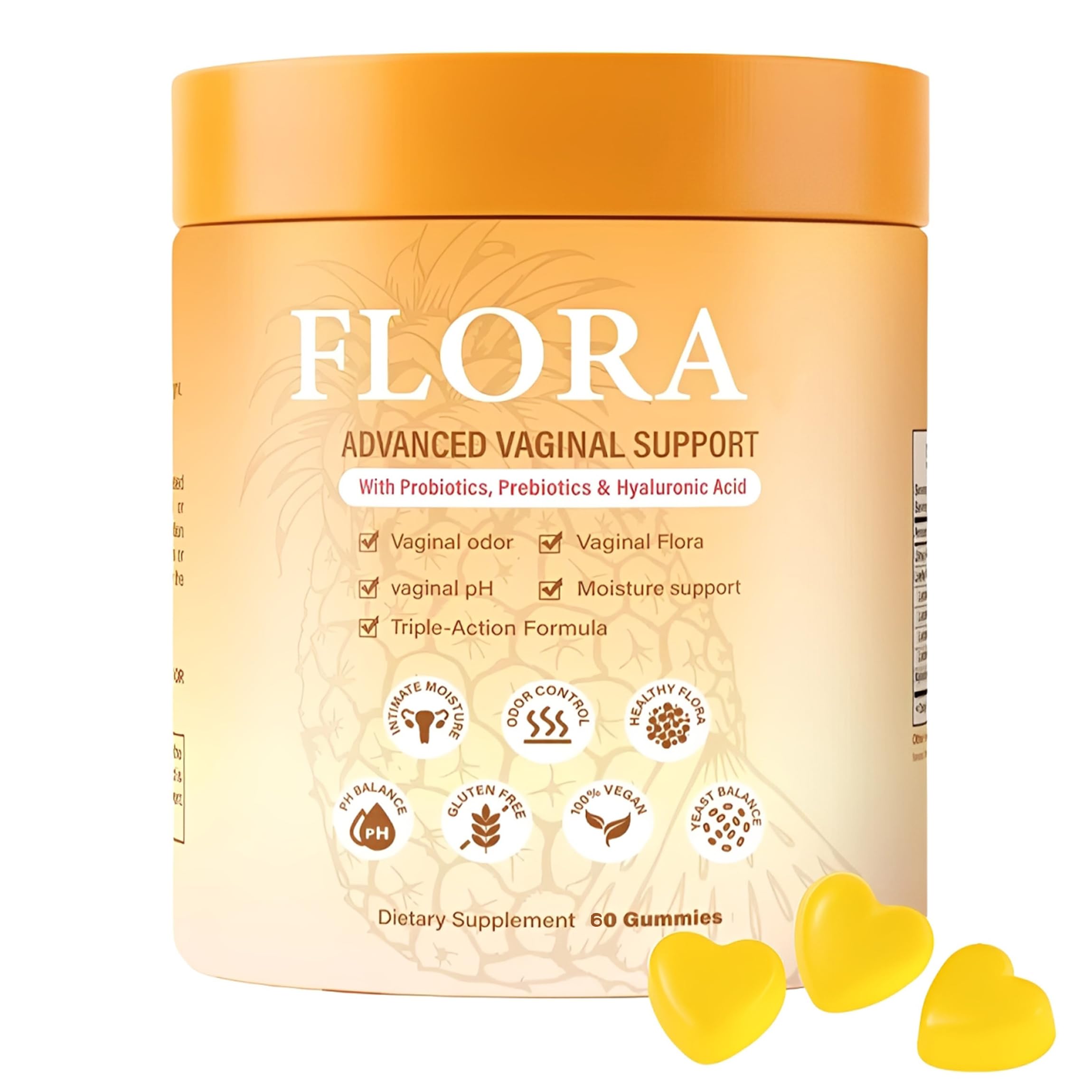 MZXDXZE Flora Plus Gummies bouteille pratique soutient l équilibre vaginal et une odeur fraîche.