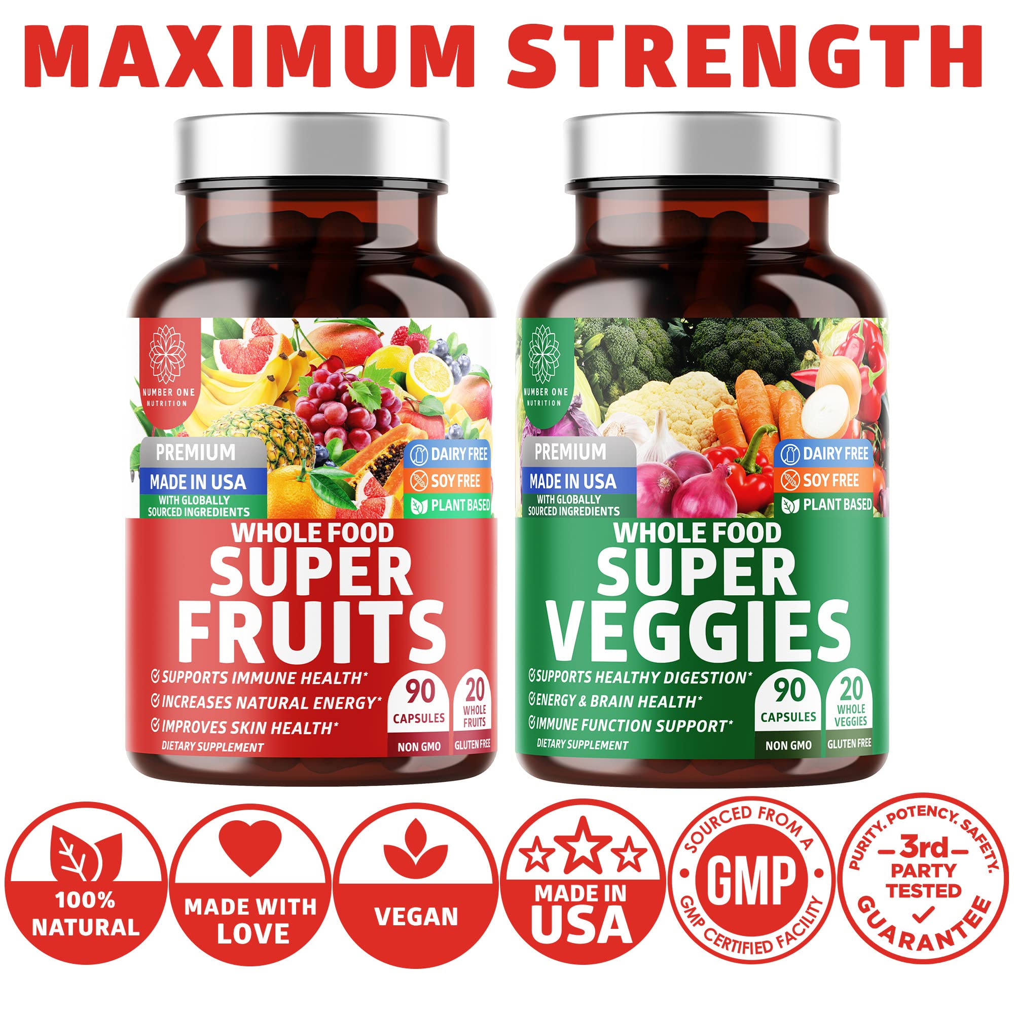 N1N Premium fruits et légumes en capsules—absorption optimisée grâce à Bioperine.
