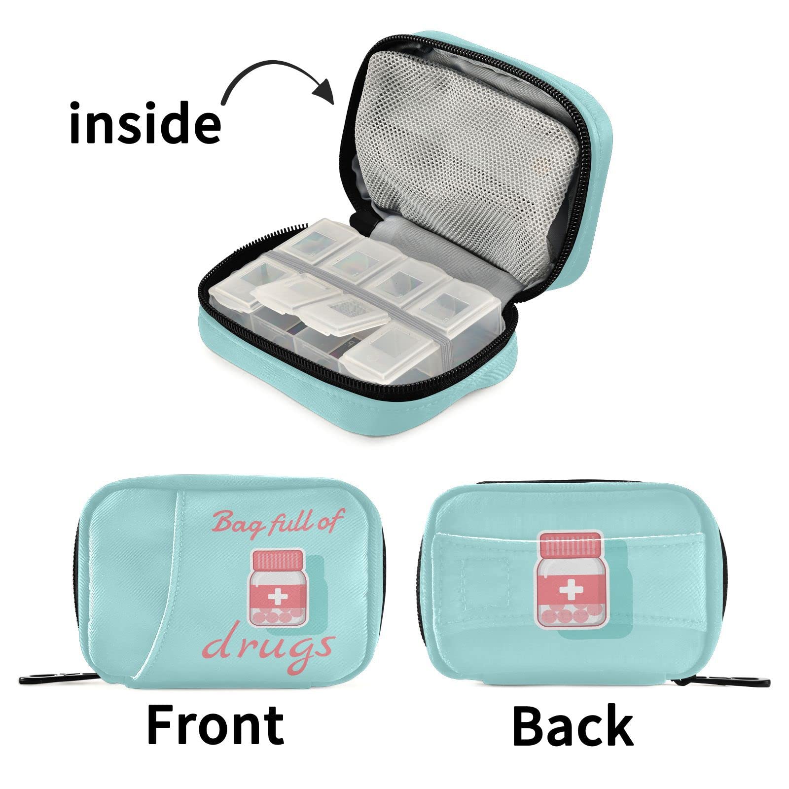 Naanle organiseur pilules impression thermique: motifs uniques pour personnaliser votre sac.