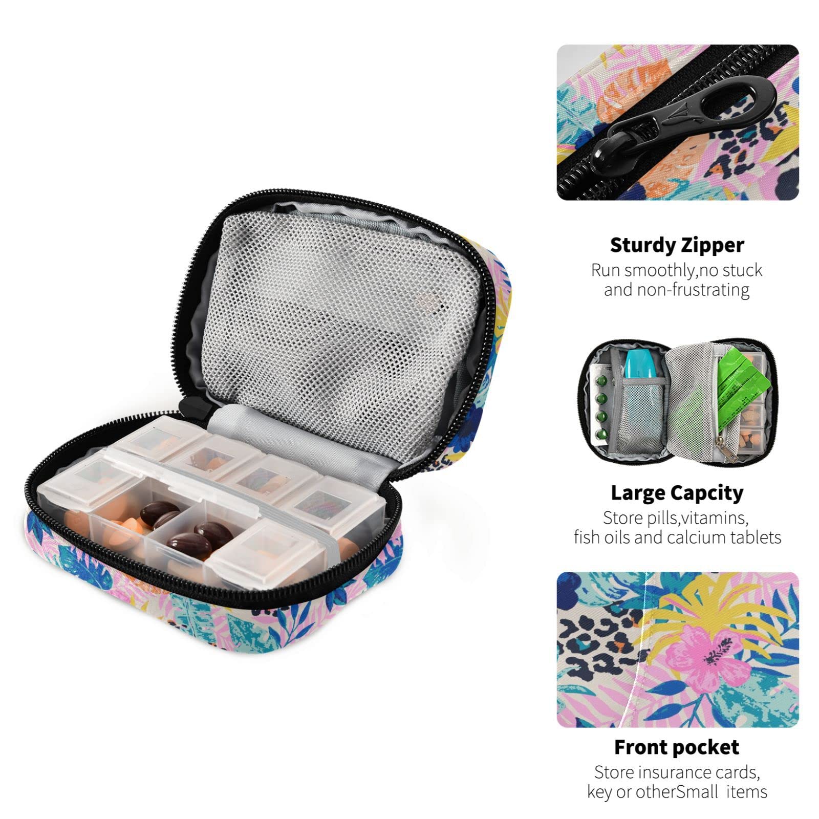 Naanle organiseur pilules poches internes, rangement polyvalent pour accessoires.