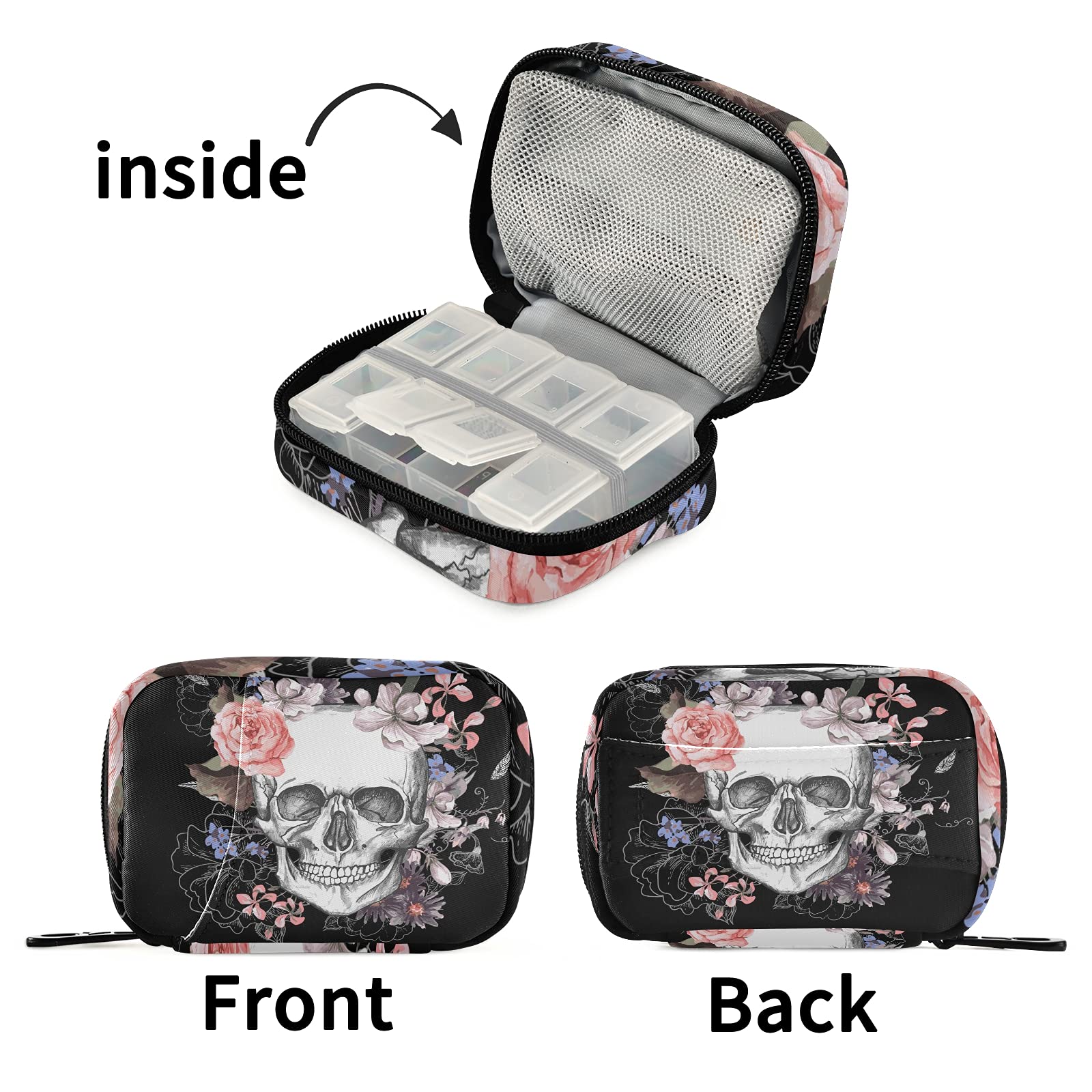 Naanle pochette pilules zip portable, rangement sûr en déplacement.
