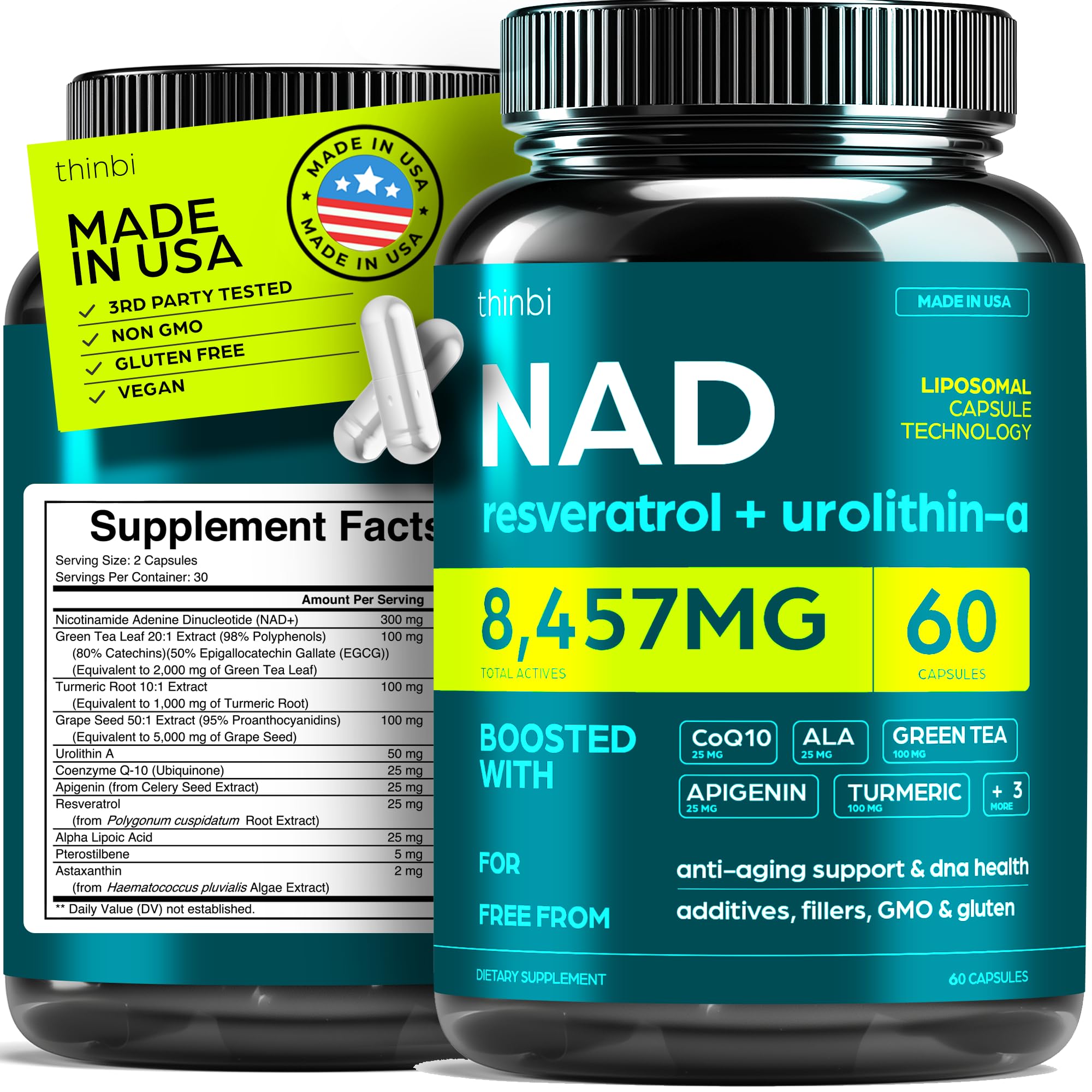 NAD supplément 8457 mg, capsules liposomales, soutien potentiel d'énergie