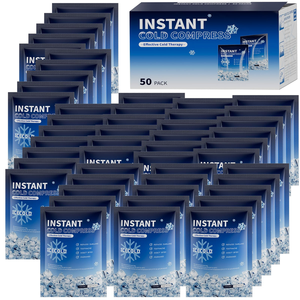 Pack Najudok de glace instantanée, ensemble de 50 sachets pratique pour le premier secours.