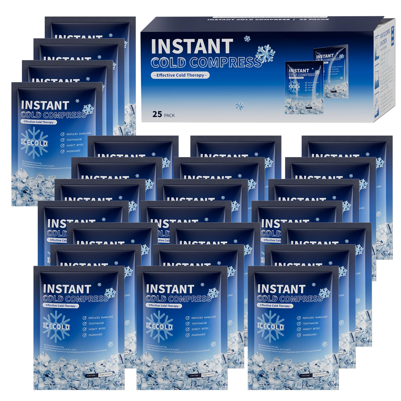 Najudok pack glace jetable 4,4x6 pouces, soulage rapidement après l’effort.