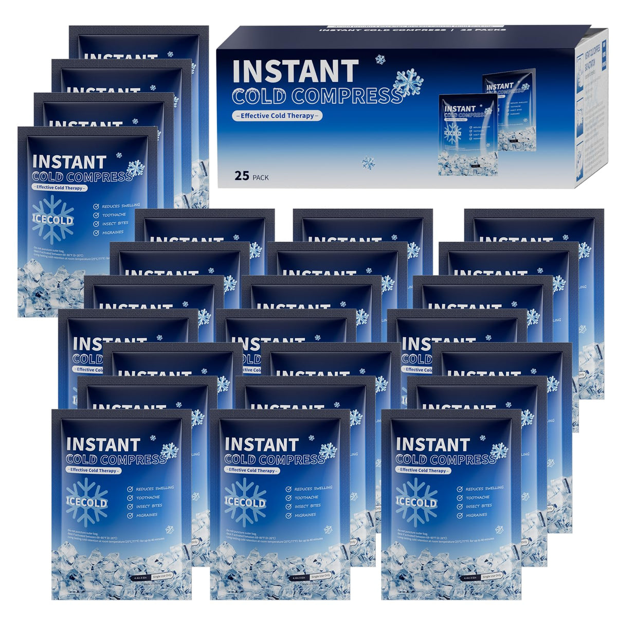 Najudok pack glace jetable 4,4x6 pouces, soulage rapidement après l’effort.