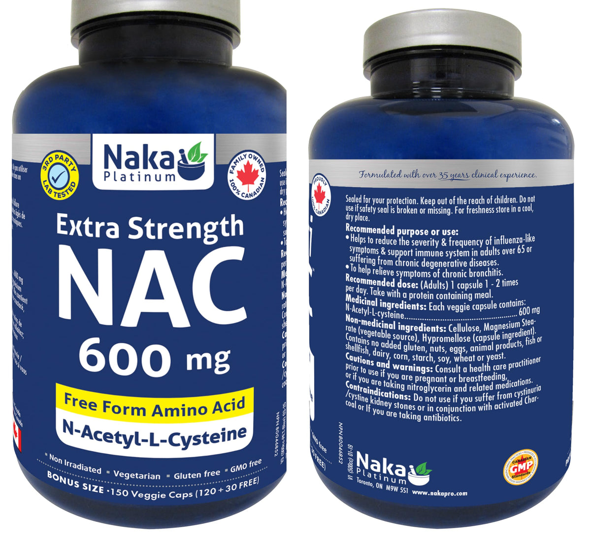 NAKA Platinum Nutri NAC – bouteille-gelules-vegan : gélules faciles à avaler pour soutien quotidien