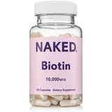 NAKED Biotine 10 000mcg – bouteille et étiquette, soutien potentiel des cheveux