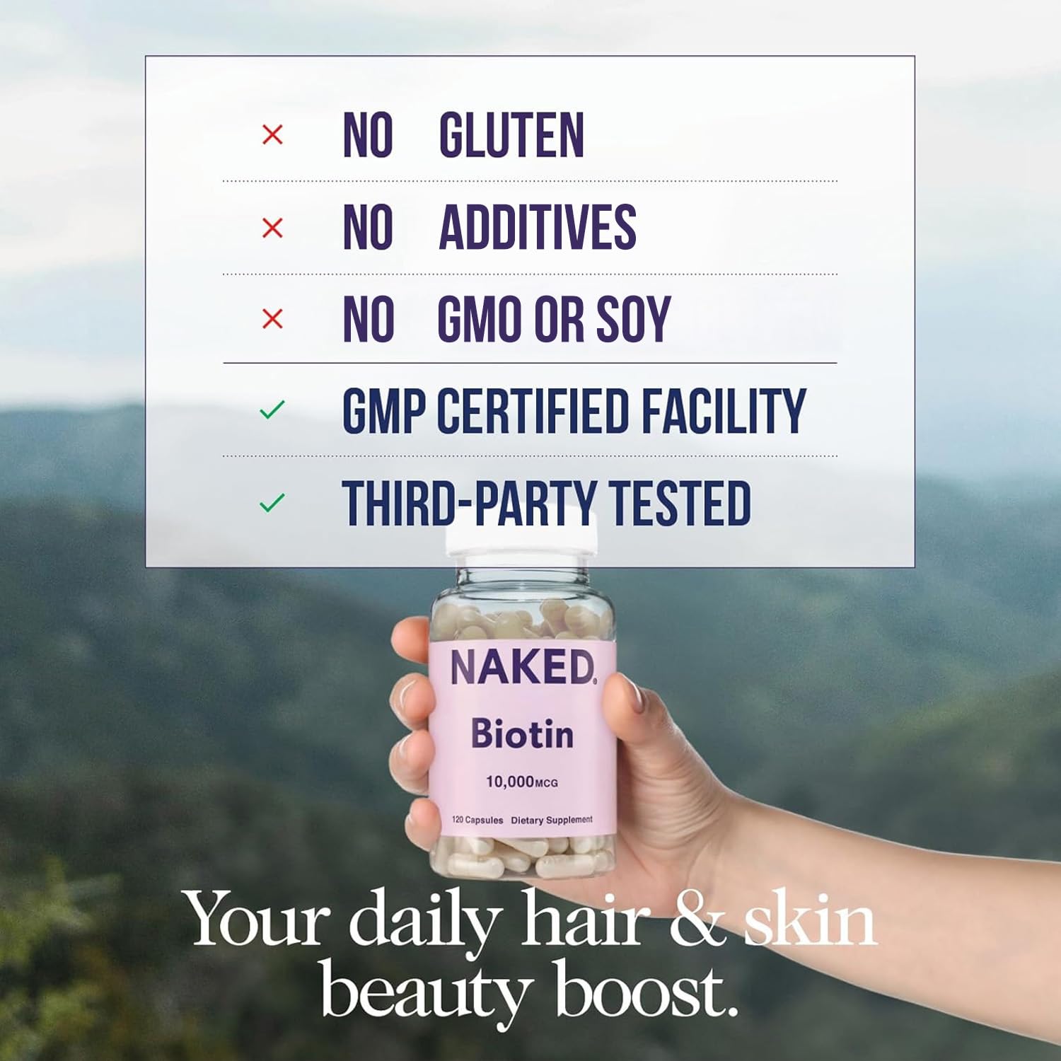 NAKED Biotine 10 000mcg – gélules faciles à prendre quotidiennement