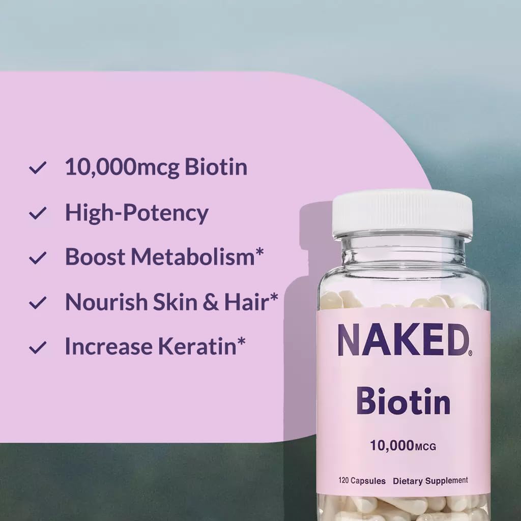 NAKED Biotine 10 000mcg – capsule favorise la production de kératine