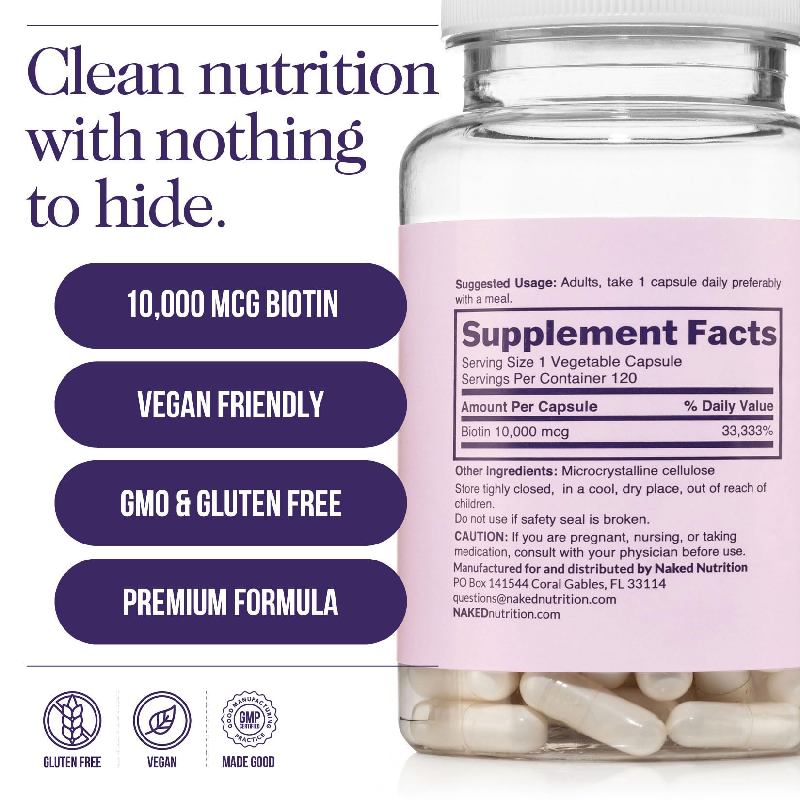 NAKED Biotine 10 000mcg – soutien quotidien pour peau et ongles