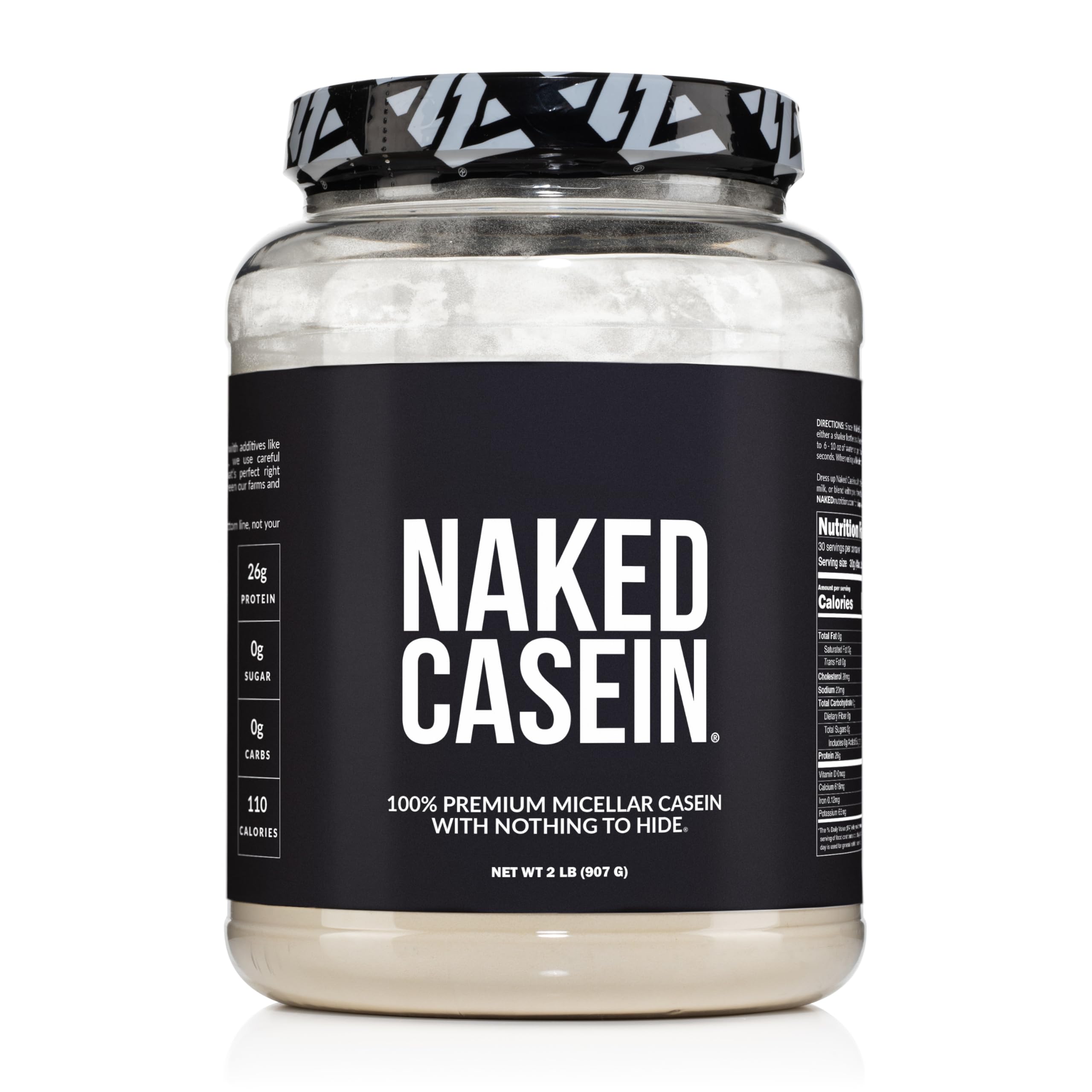 NAKED Casein emballage avant, protéine micellaire pure pour récupération musculaire potentielle.