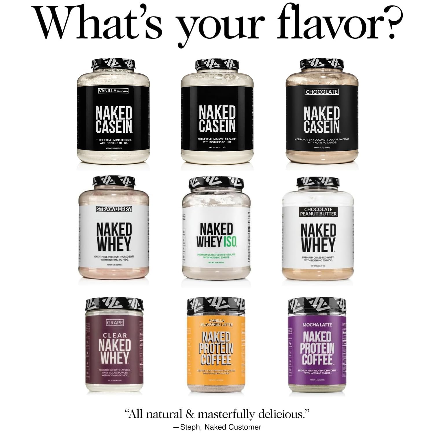 NAKED Casein traitement froid, sans additifs chimiques.