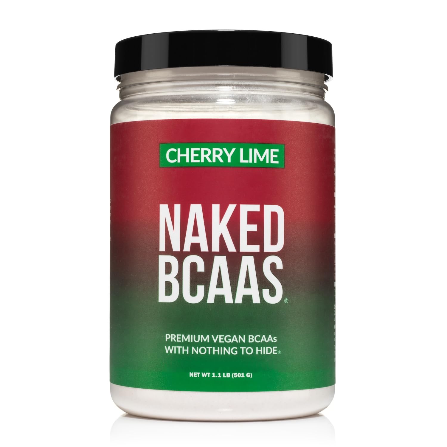 NAKED cerise-citron-vert BCAAs poudre, arôme frais et récupération après entraînement.