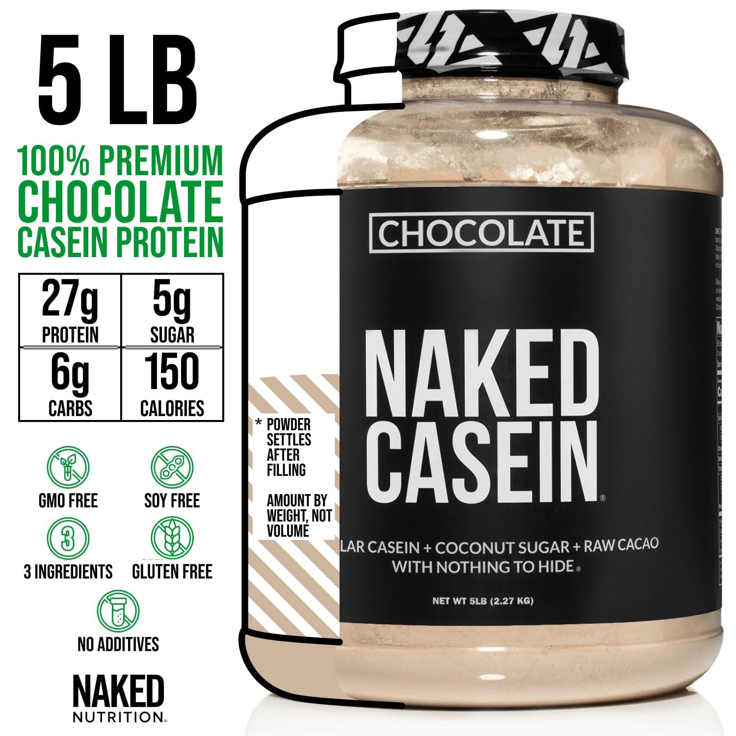 NAKED caséine chocolatée: mélange facile avec eau ou lait végétal.
