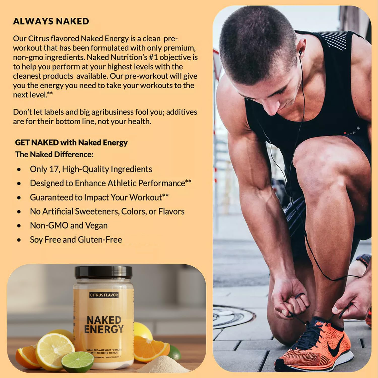 NAKED Citrus Energy: utilisation 15-30 minutes avant l'entraînement
