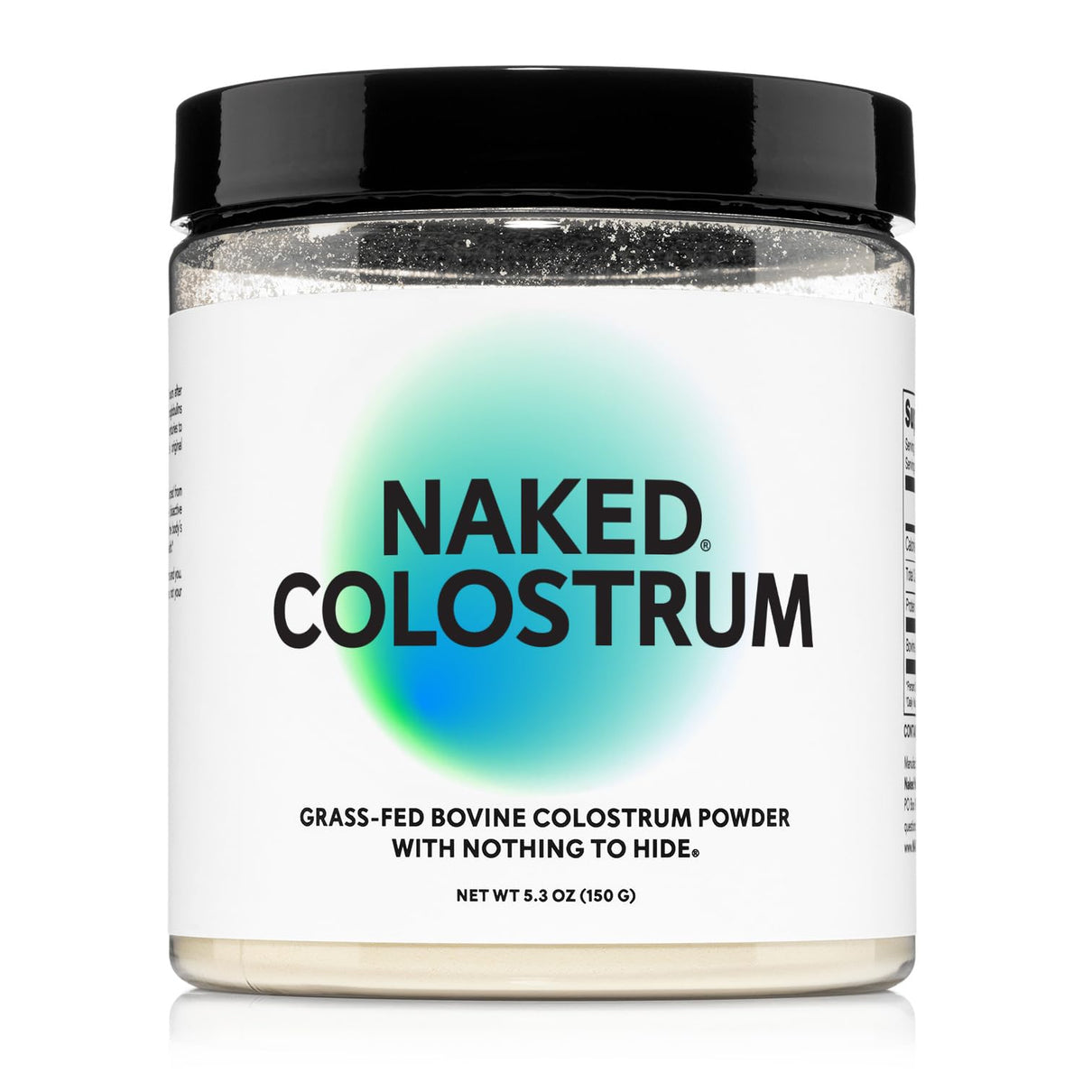 NAKED Colostrum en poudre sur etiquette claire et traçabilité