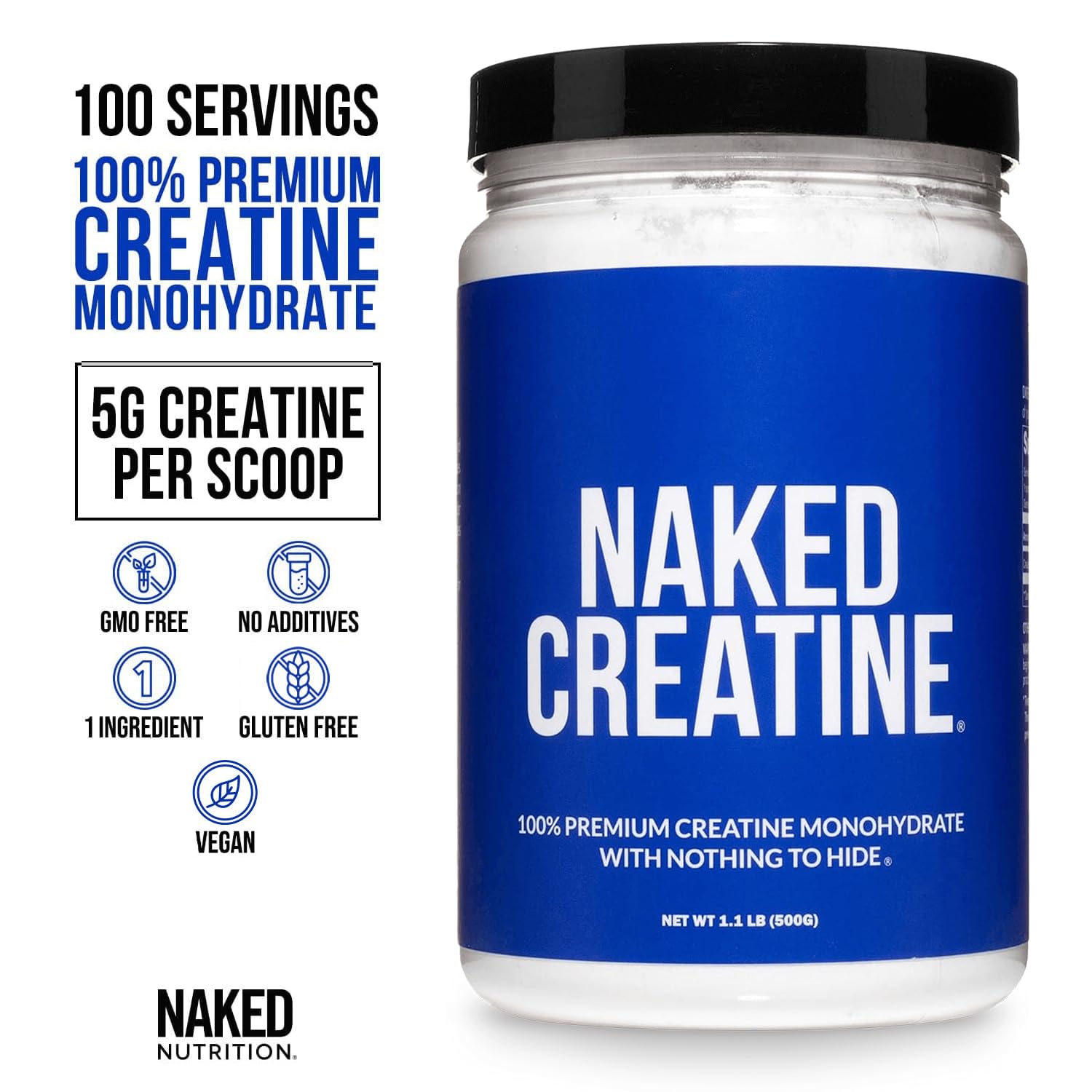 NAKED Créatine dissolution rapide dans l'eau, pratique au quotidien.