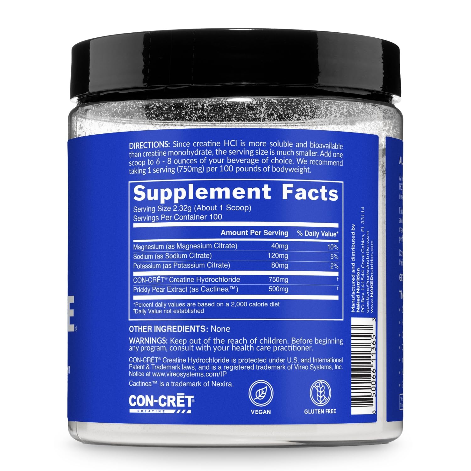 NAKED Lean Creatine HCl pendant l’entraînement pour performance et énergie.