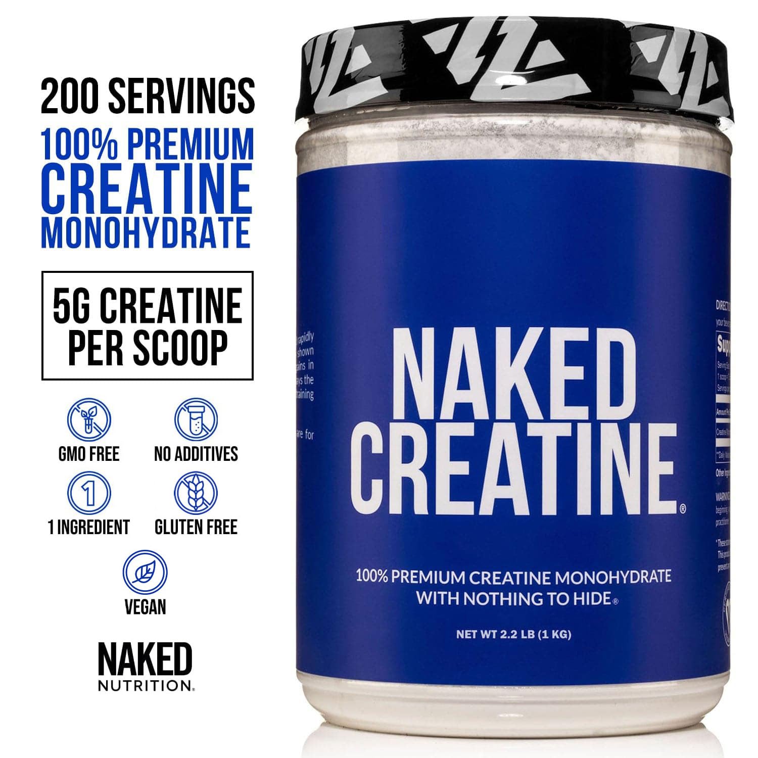 NAKED Créatine Monohydrate – poudre micronisée qui se dissout rapidement.