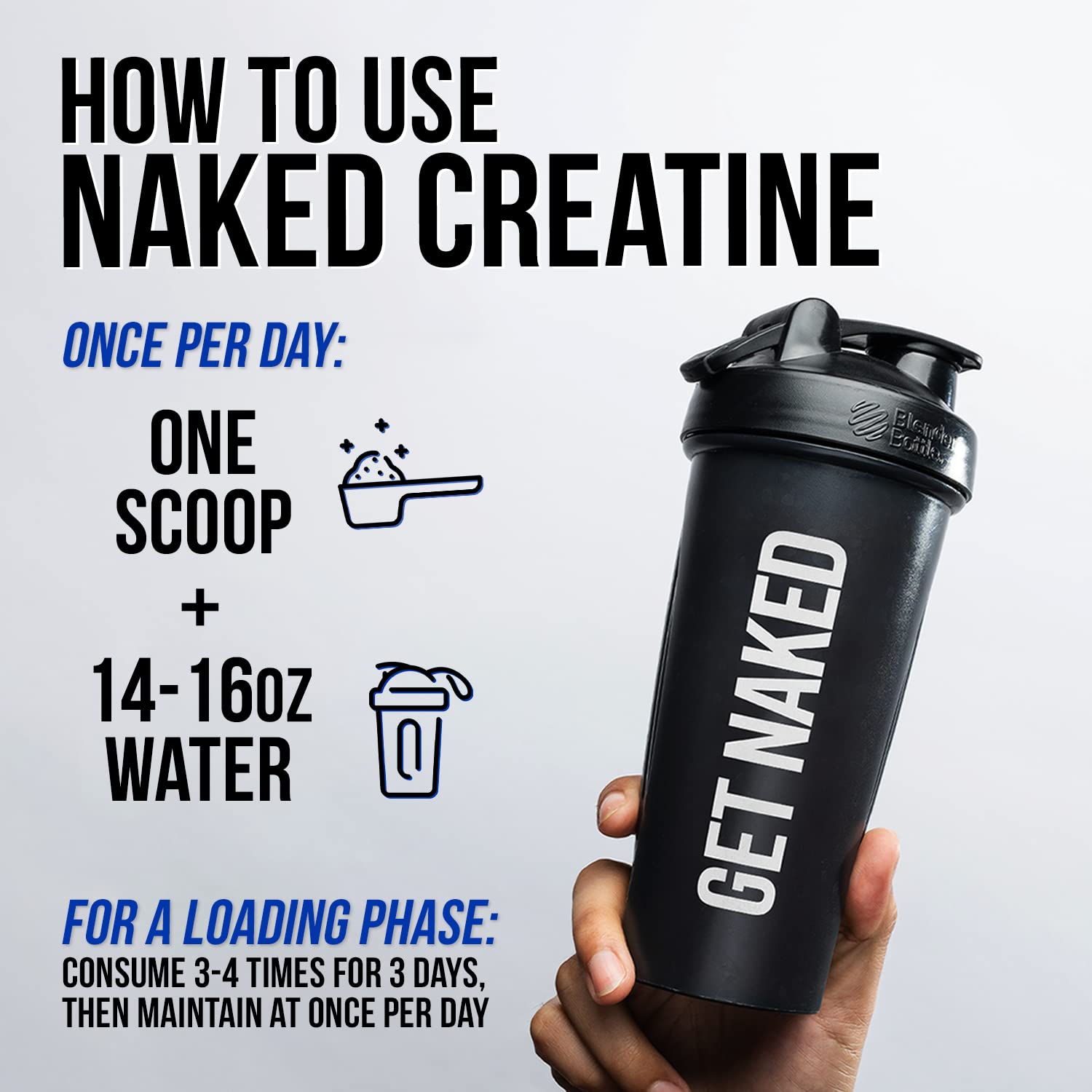 NAKED Créatine Monohydrate – sans OGMs, vegan, sans gluten et sans soja.