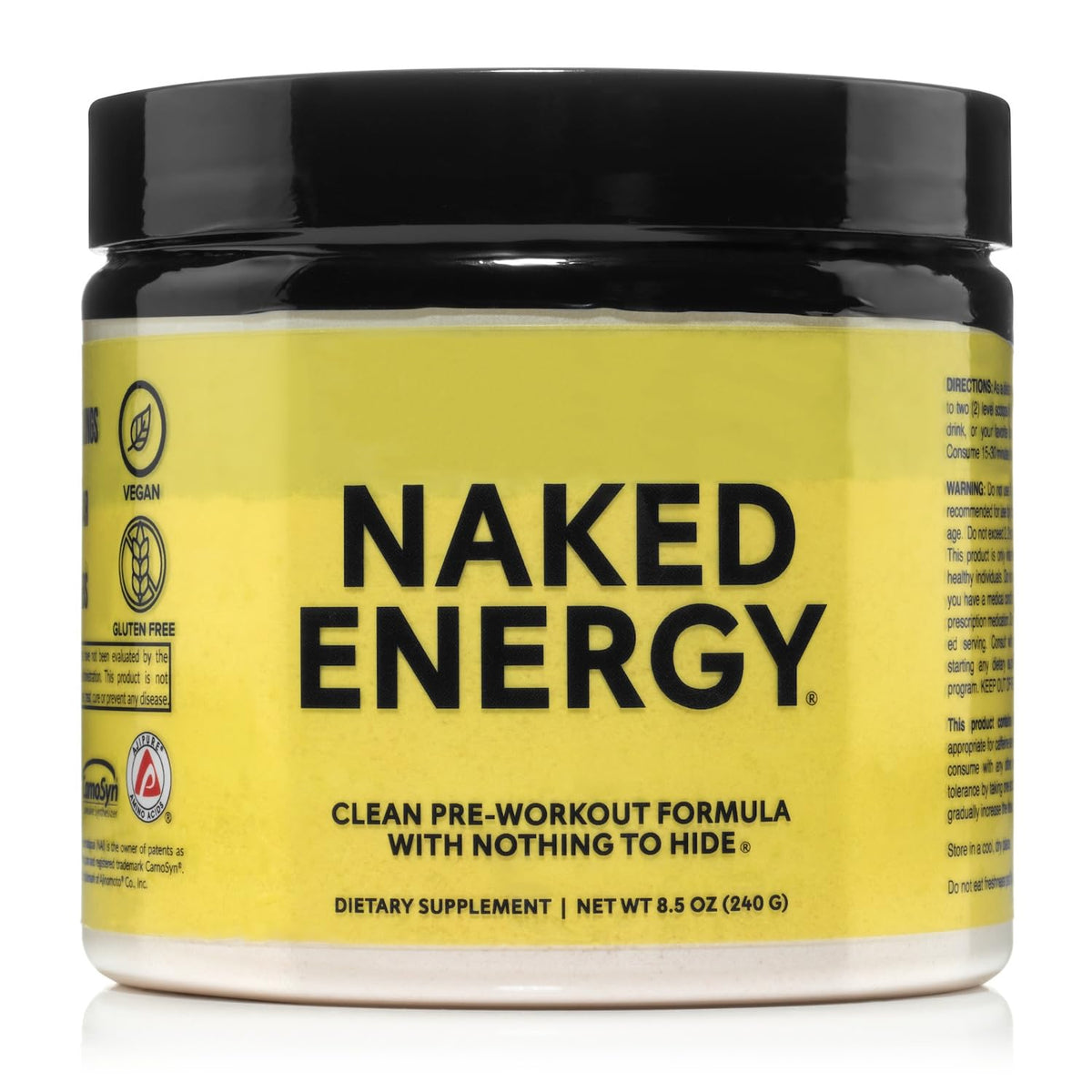 NAKED Energy poudre pré-entraînement sans goût dans un pot, énergie propre pour votre séance.